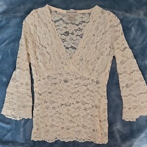 Banana Republic Cream Lace V-Neck Blouse
